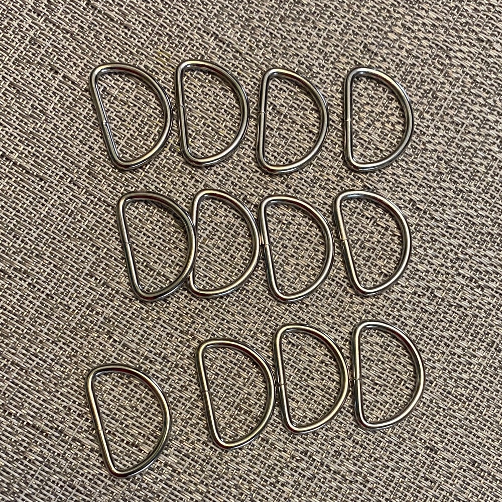 Silver Metal D-Rings Set of 12